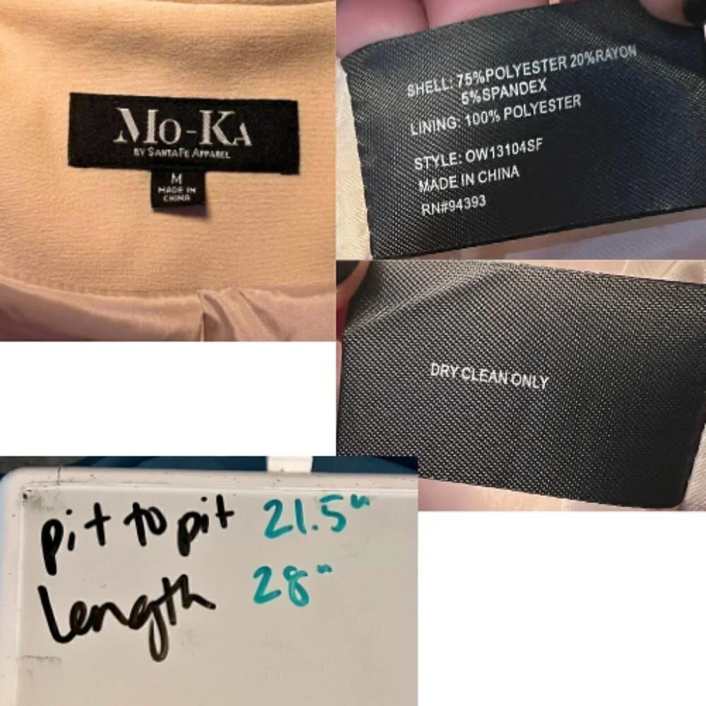 MO-KA Cream Beige Single-Breasted Relaxed Blazer Size M